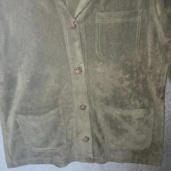 Lands End Corduroy Sport Chore Jacket Olive Green Button Down Size Medium - Picture 7 of 9